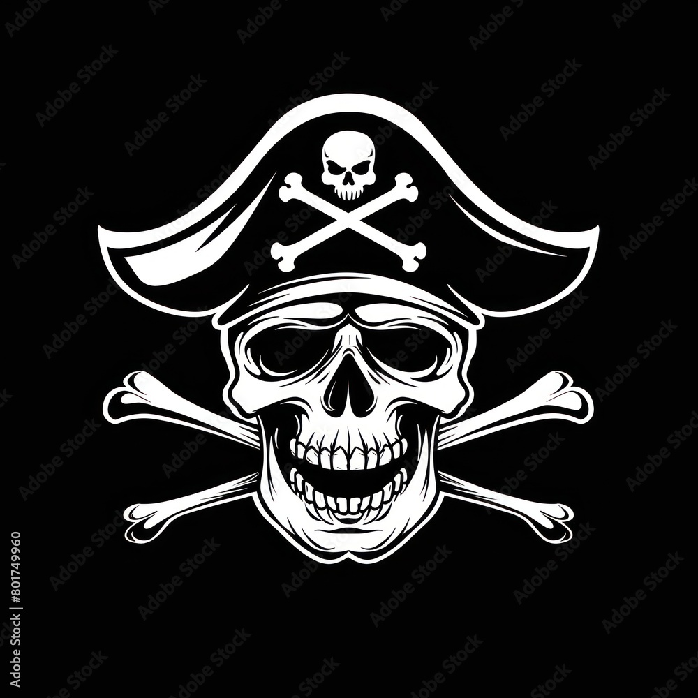 pirate skull symbol on black background pirate skull symbol on black background