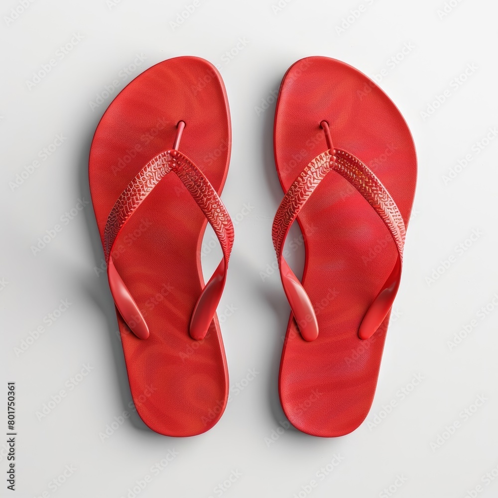 White flip flops isolated on red background. White flip flops isolated on red background.