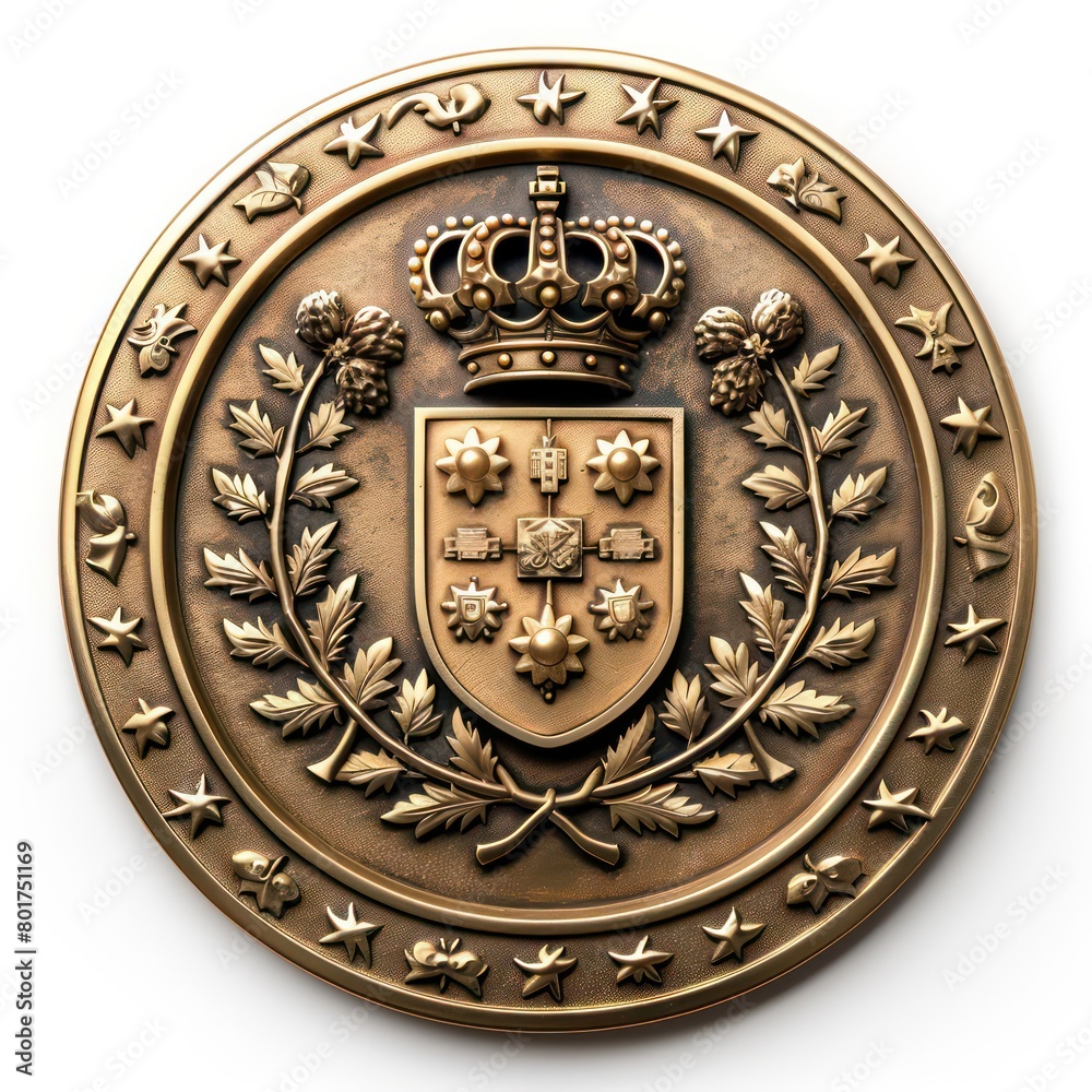 coat of arms golden embossing on white background coat of arms golden embossing on white background