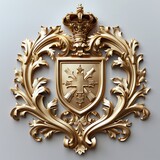 coat of arms golden embossing on white background