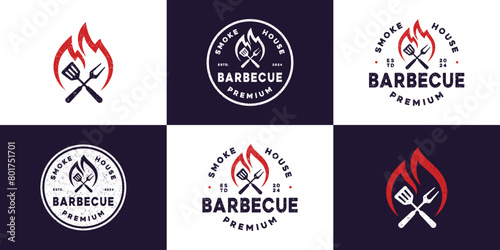 Vector design template of barbecue logo. BBQ, grill, toaster, restaurant, icon symbol EPS 10