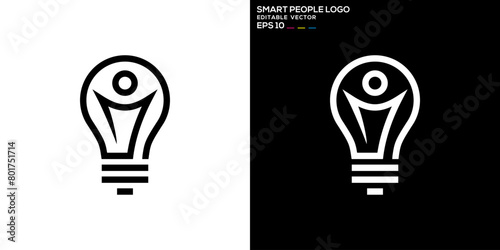 Vector design template of a bulb logo combined with people. innovation, idea, smart, happy, icon symbol EPS 10.