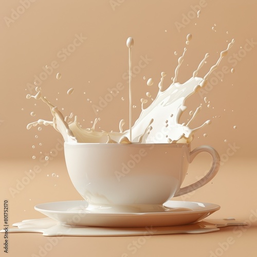 A splash of milk in a large mug.