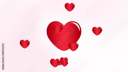 Floating and beating hearts, live video chat template overlaid on pink background