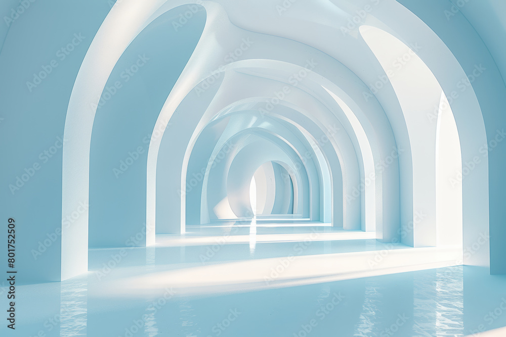 Fototapeta premium Interior of future buildings,neon light effect with glowing background.