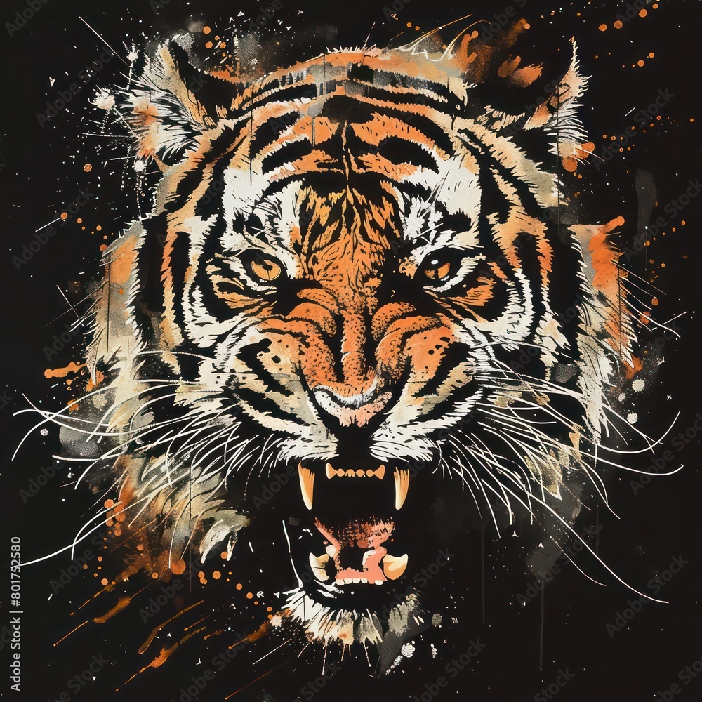 angry tiger head design logo