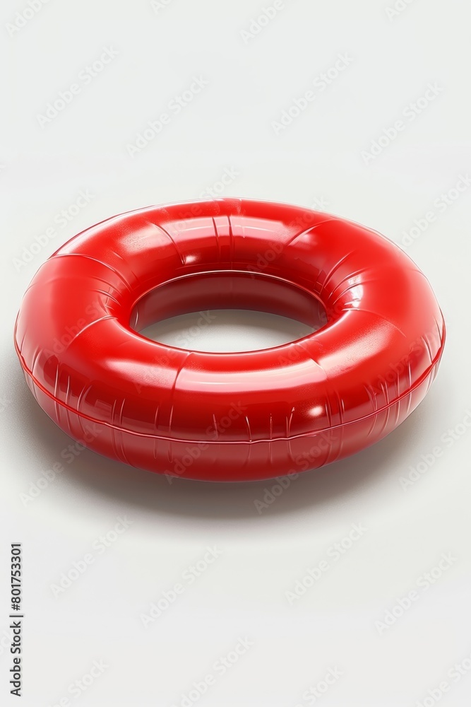 red and white striped pool float on an isolated background