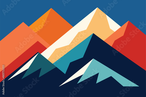 Set of abstract mountain painting. abstract art background vector