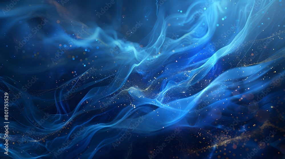 Fototapeta premium Neon wave lines and bokeh lights on abstract futuristic background, data transfer concept wallpaper.