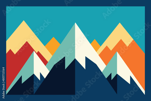 Set of abstract mountain painting. abstract art background vector