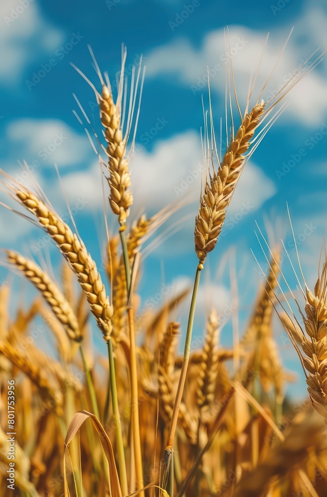 yellow barley, wheat in the countryside with blue sky yellow barley, wheat in the countryside with blue sky