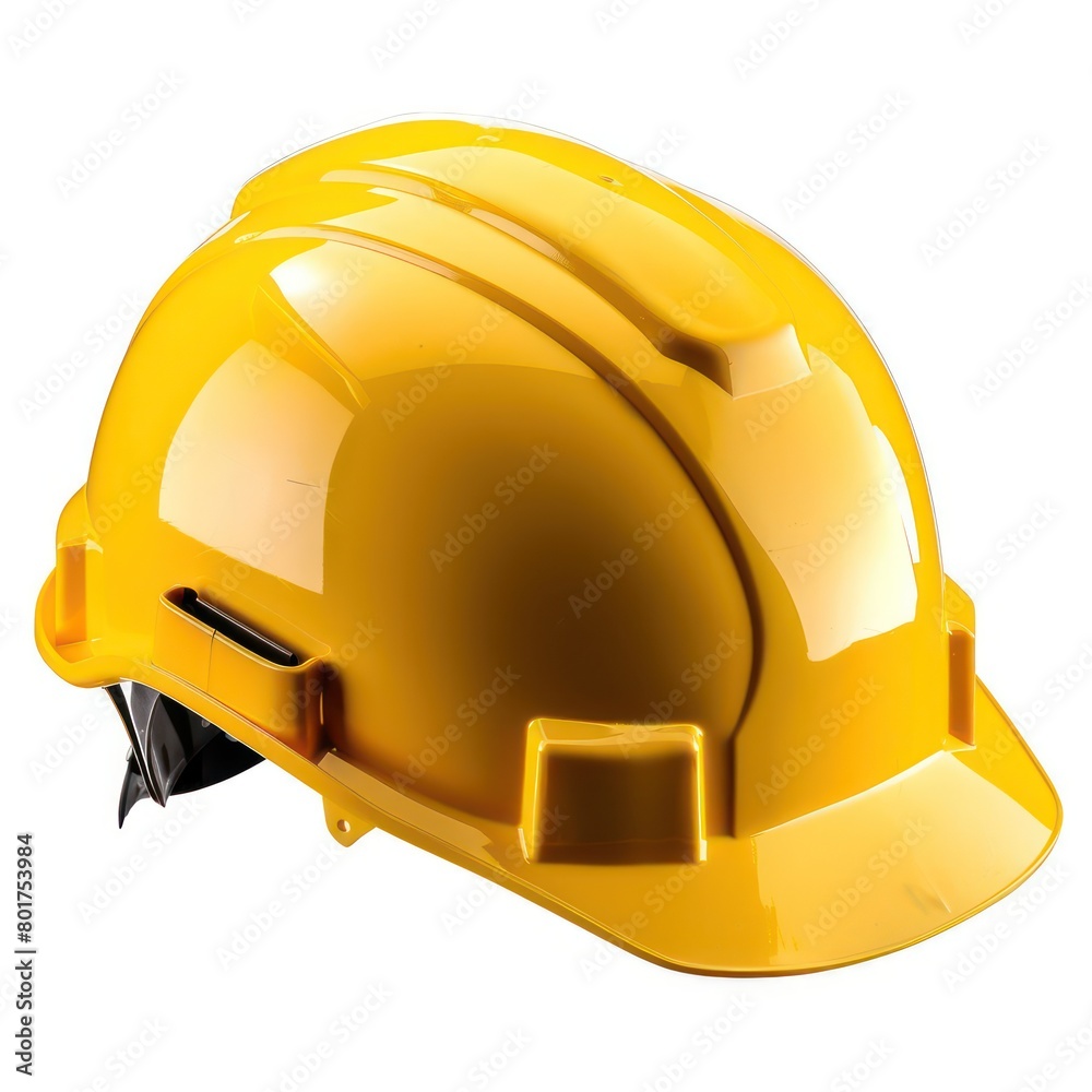 Fototapeta premium yellow construction protection helmet, white background