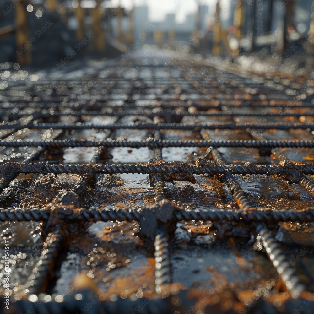 Obraz premium Close-up of a truck bed filled with rebar