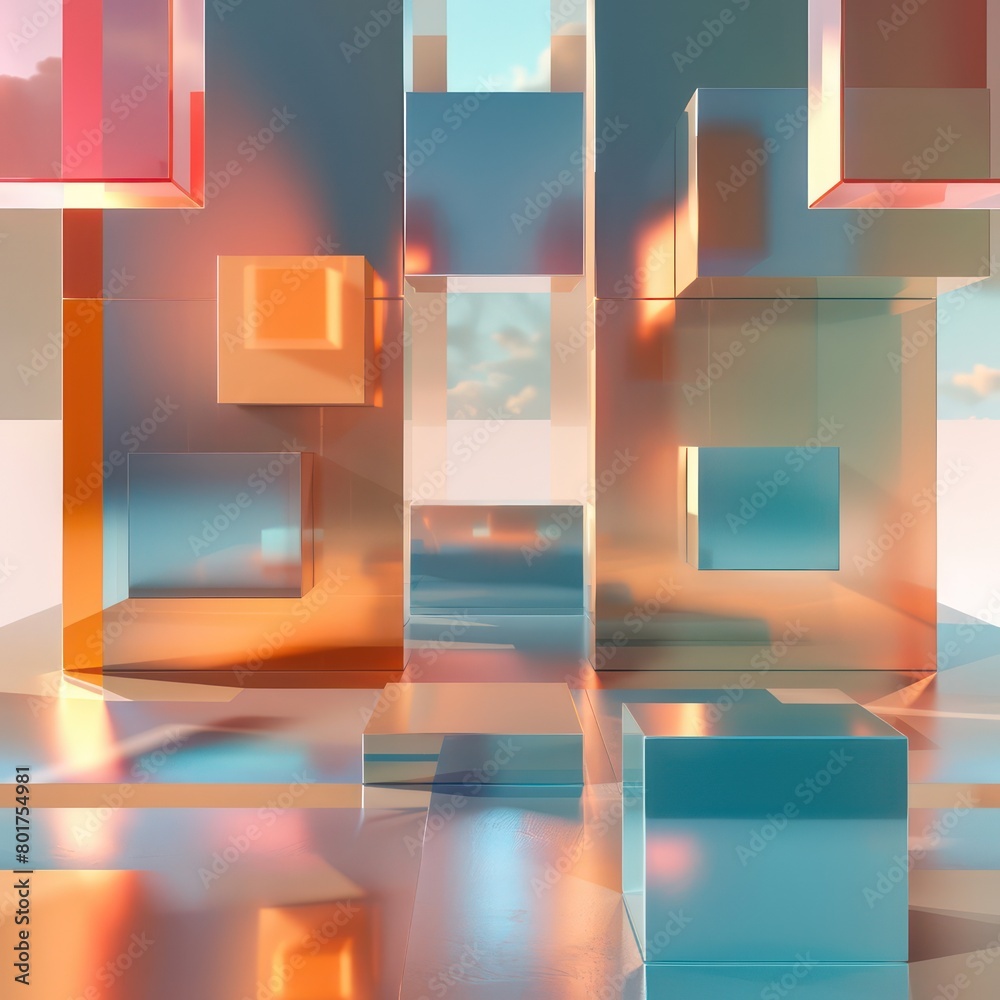 rectangular surfaces floating in space in different sizes rectangular surfaces floating in space in different sizes