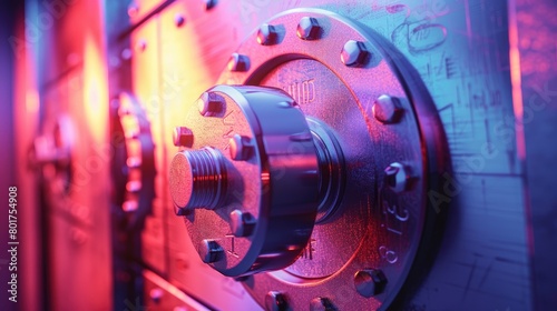 Macro shot of a safe lock, securing financial assets, concept of safekeeping and protection