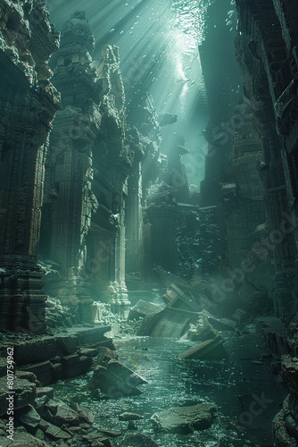 Sunken remnants suggesting a lost society possessing sophisticated knowledge of science and engineering © tonstock