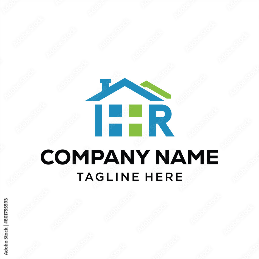 HHR real estate home or house letter logo design template