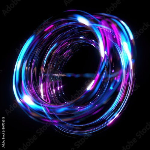  holographic dynamic perspective, blue lights reflecting, black background