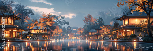 sunset over the river,
 A Chinese urban planner collaborates with to red photo