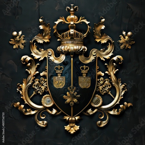 medieval coat of arms, black and gold © STOCKYE STUDIO