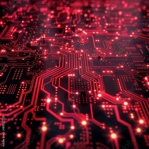 Wallpaper Mural Red Line Circuit board digital technology backdrop. Ideal for a wide banner, poster, website header, social media posts, video editing, presentation backgrounds, promotions, and much more. Torontodigital.ca