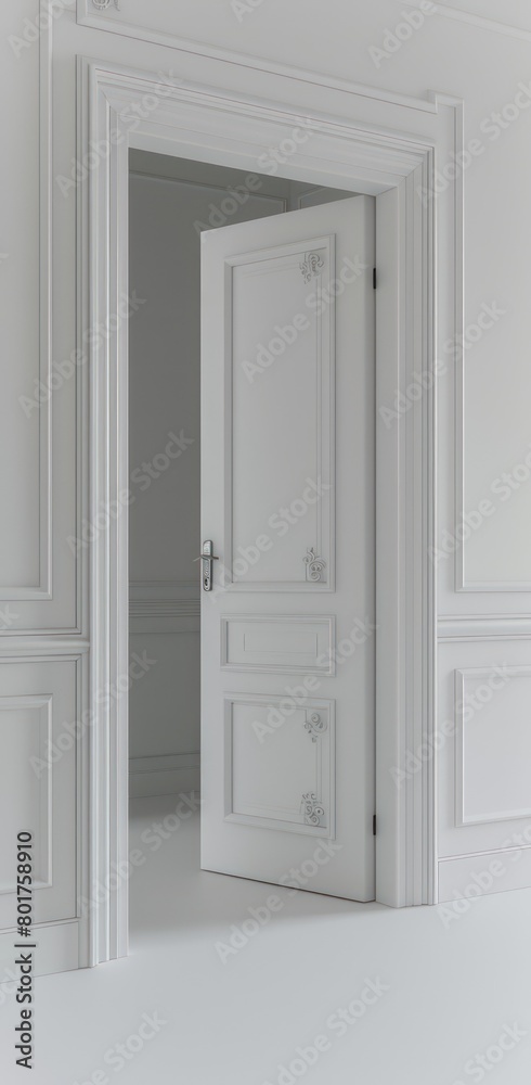 open white door against a white background