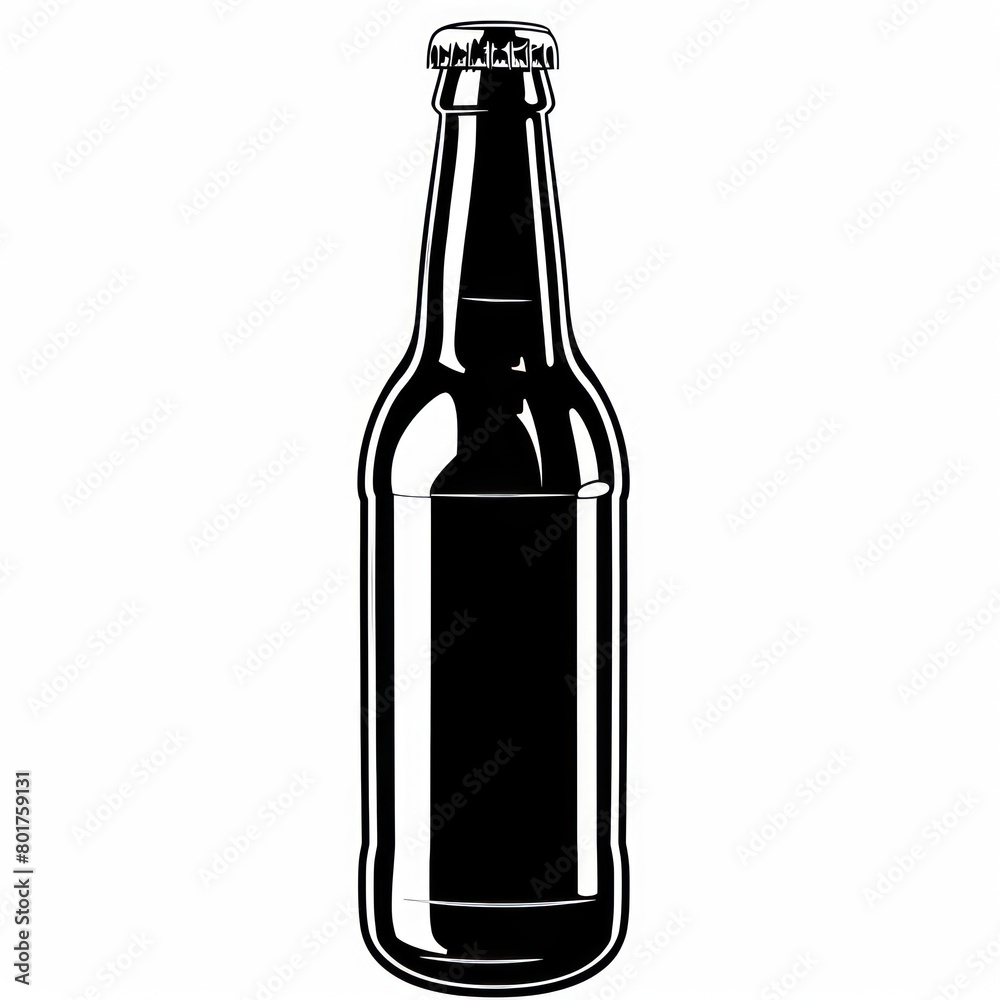 Beer bottle, black and white silhouette, logo design Beer bottle, black and white silhouette, logo design