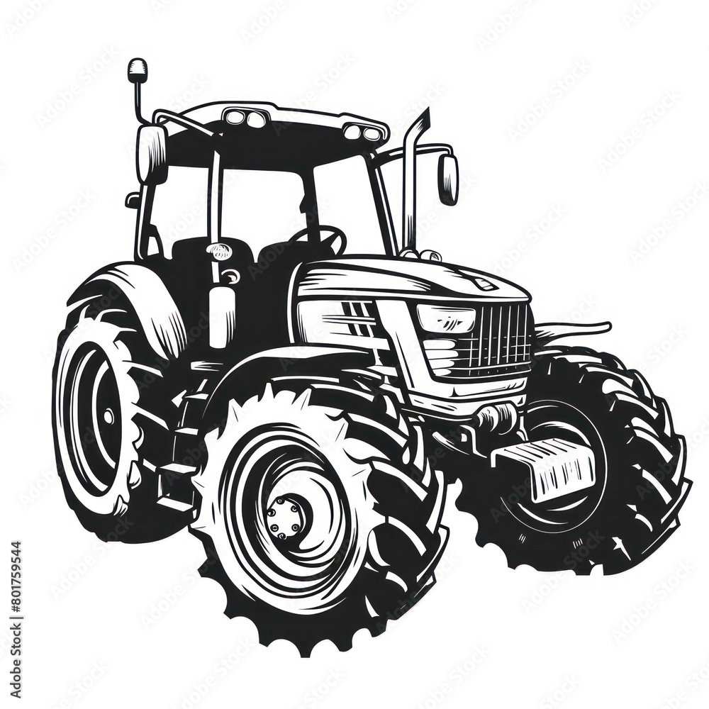 farm tractor, black and white silhouette logo design isolated on a white background farm tractor, black and white silhouette logo design isolated on a white background