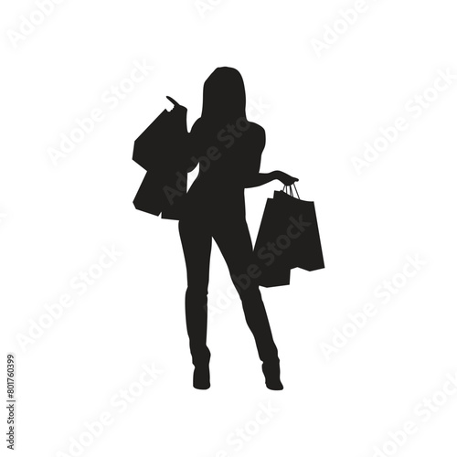 silhouette of a woman shopping