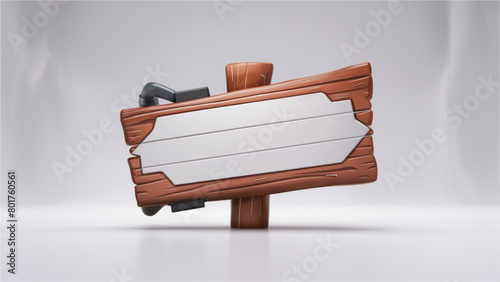 A illustration of a threedimensional wooden signboard