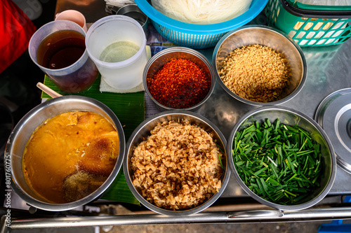 authentic pad thai ingredients, top view 