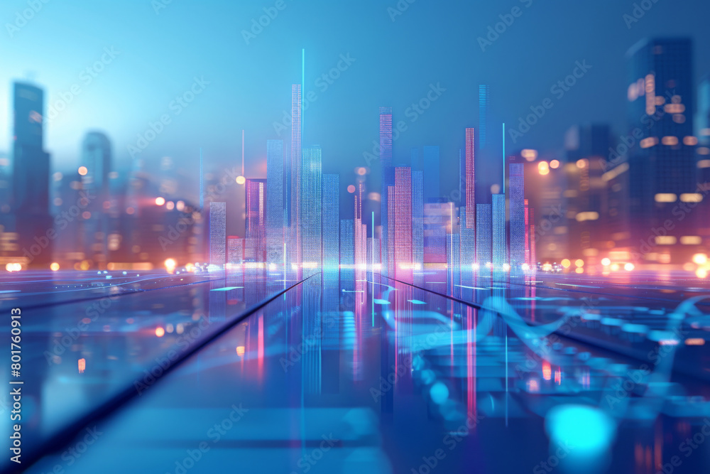 Digital city with smart technology, conceptual 3D illustration. Digital city with smart technology, conceptual 3D illustration.