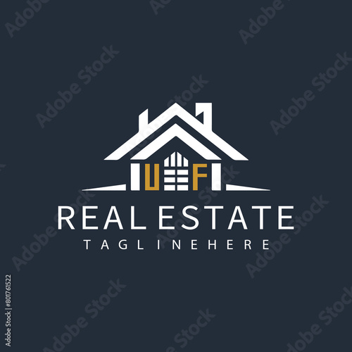 UF initial monogram logo for real estate design.