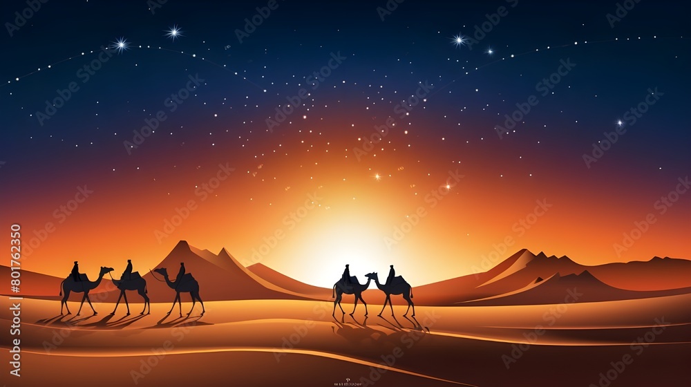 Fototapeta premium camel in the desert,Generative AI
