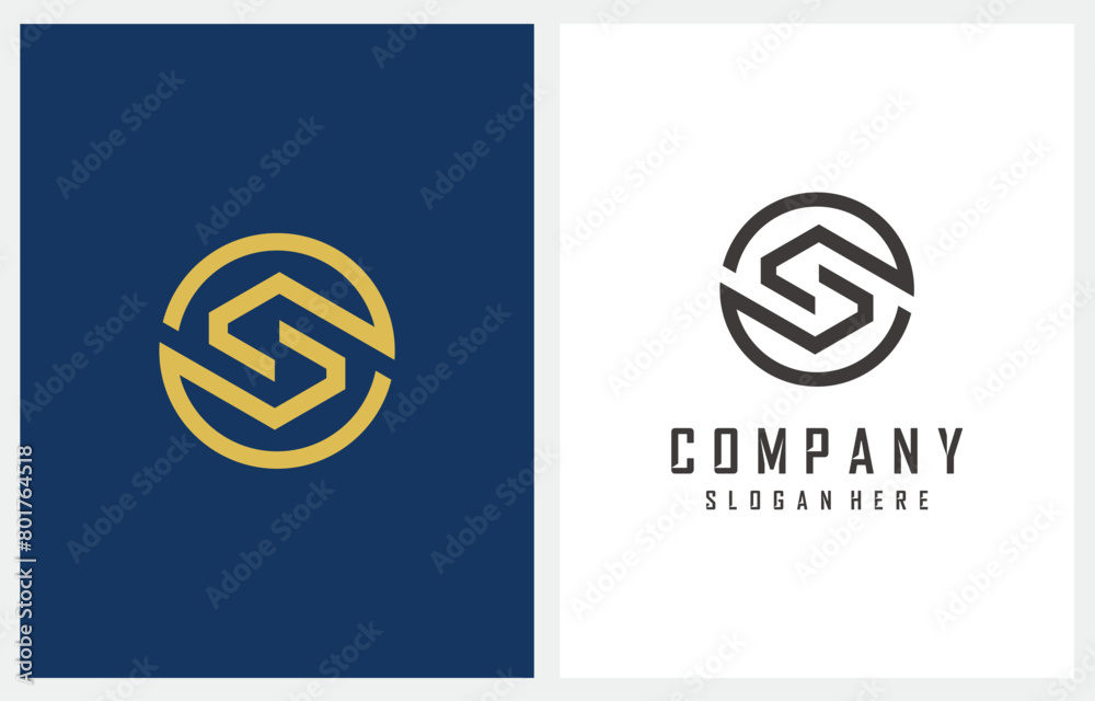 Initial Letter S Polygon Hexagon Circle logo design icon vector Initial Letter S Polygon Hexagon Circle logo design icon vector