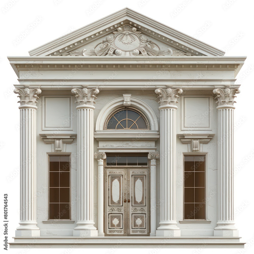 old bank marble building,  greek style architecture, isolated white background