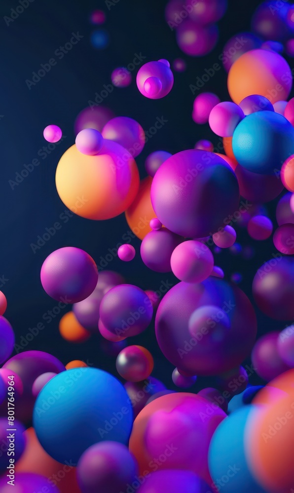 3d color balls laying in dark space 3d color balls laying in dark space