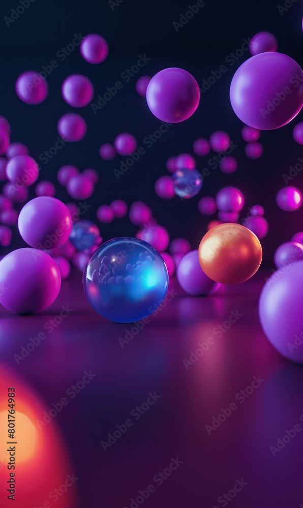 3d color balls laying in dark space 3d color balls laying in dark space