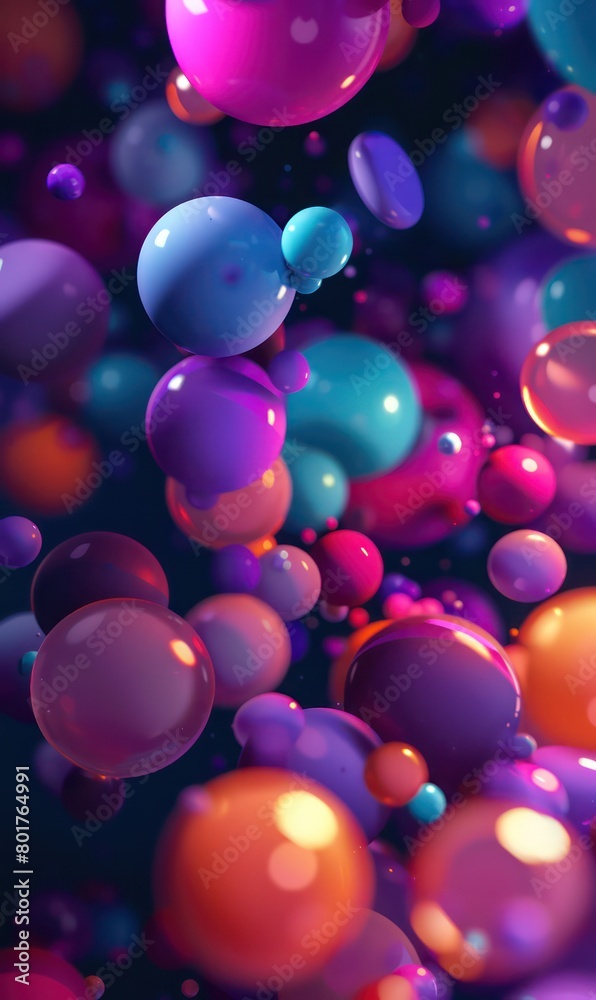 3d color balls laying in dark space 3d color balls laying in dark space
