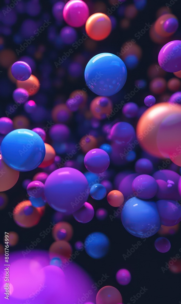 3d color balls laying in dark space