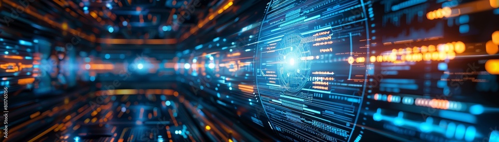 Design an advanced holographic user interface displaying intricate historical records within a science fiction environment. Design an advanced holographic user interface displaying intricate historical records within a science fiction environment.