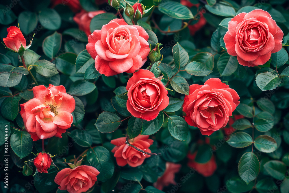 Bunch of red roses are in garden Bunch of red roses are in garden