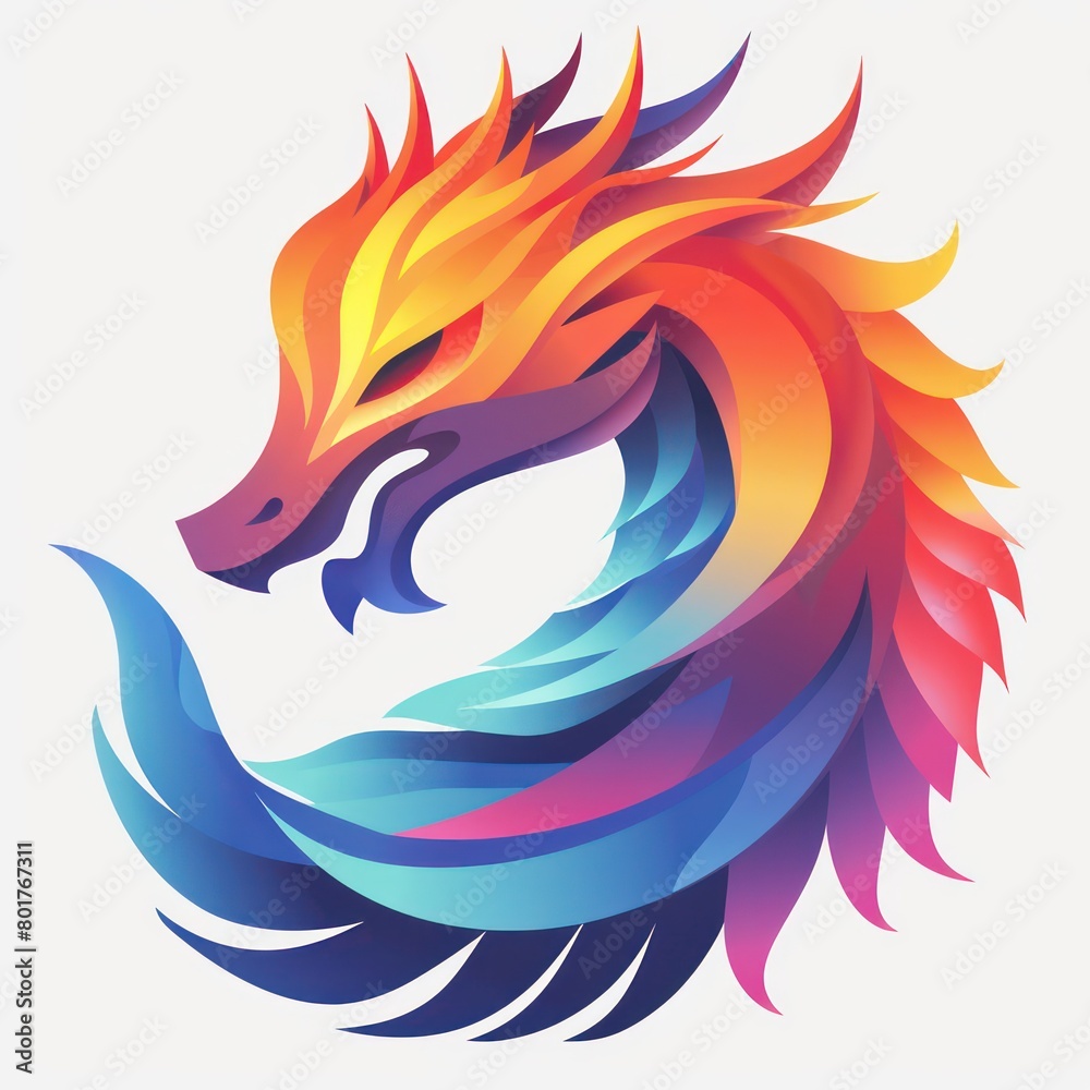 dragon logo design, bright colors, white background dragon logo design, bright colors, white background