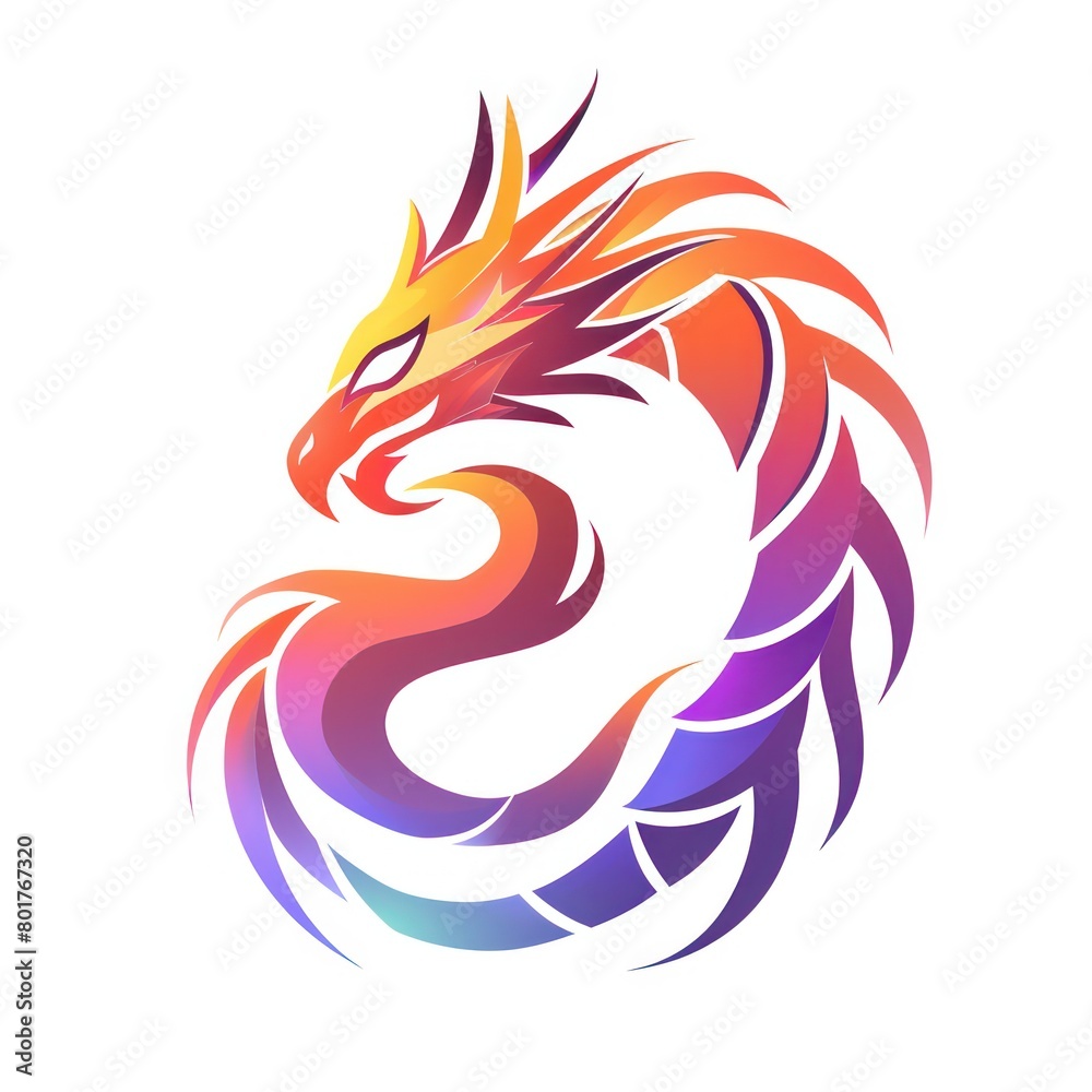 dragon logo design, bright colors, white background dragon logo design, bright colors, white background