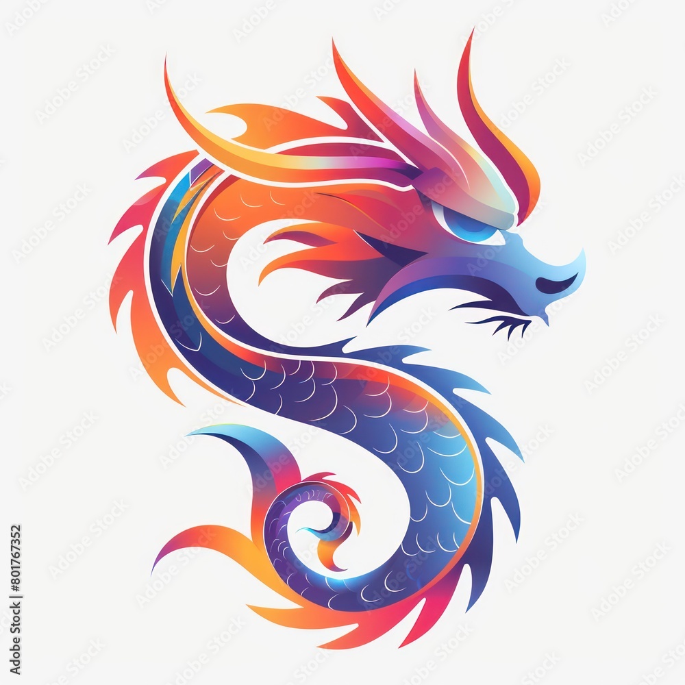 dragon logo design, bright colors, white background dragon logo design, bright colors, white background