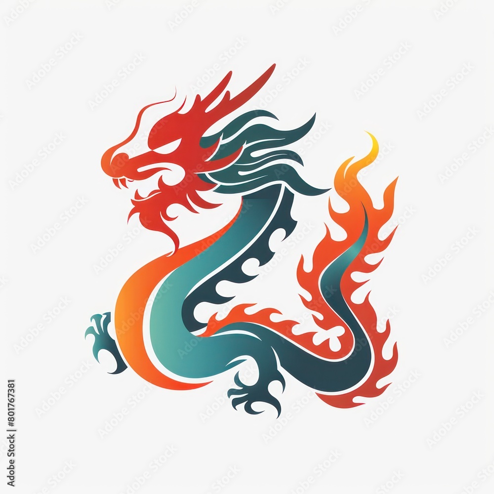 dragon logo design, bright colors, white background dragon logo design, bright colors, white background