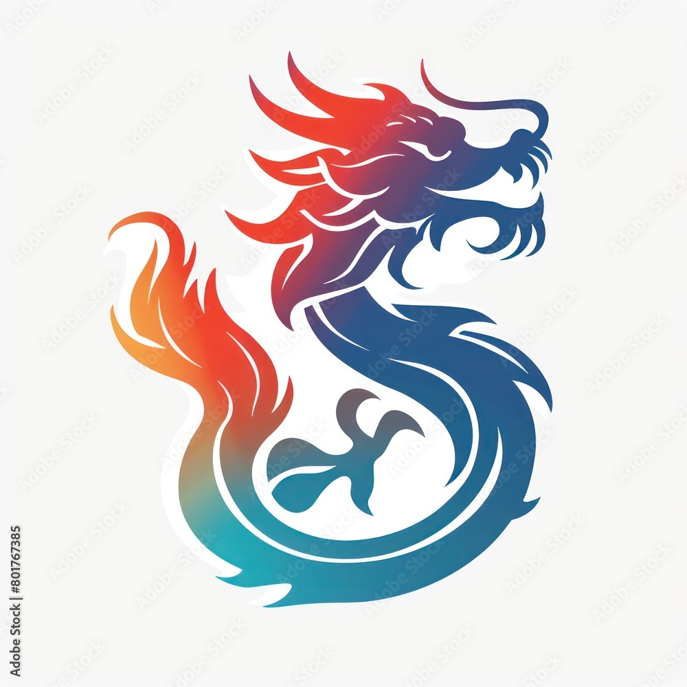 dragon logo design, bright colors, white background