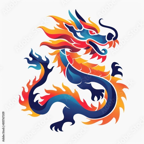 dragon logo design  bright colors  white background
