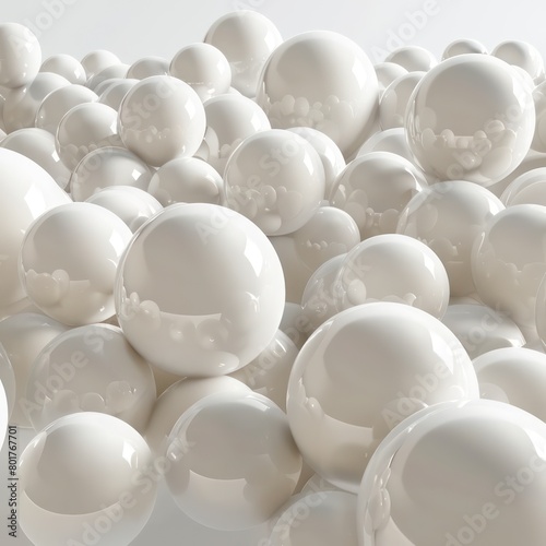 spheres piled together, covering the screen, white background