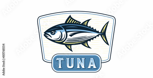 tuna fish logo with emblem frame